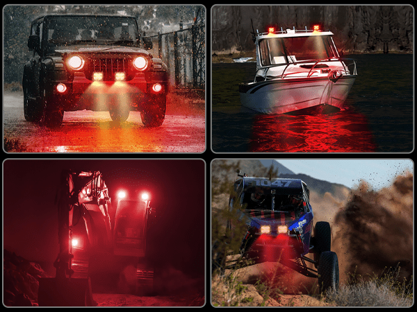 4 Inch 60W 171LM Triple Row Spot Flood Red Led Pods
