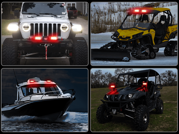 6.5 Inch 120W 355LM Triple Row Spot Flood Red Led Pods