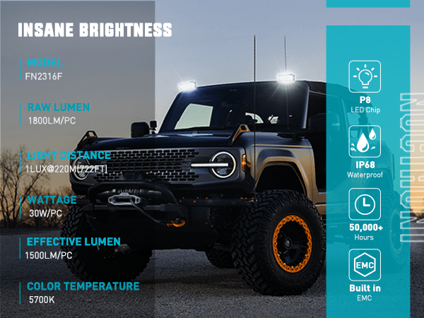 4.5 Inch 2LED 30W Square Flood Built-in EMC LED Pod Lights