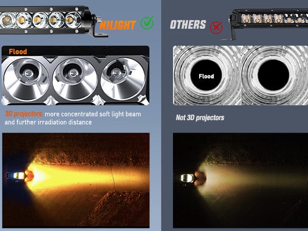 11 Inch 50W Amber Slim Flood Led Light Bar