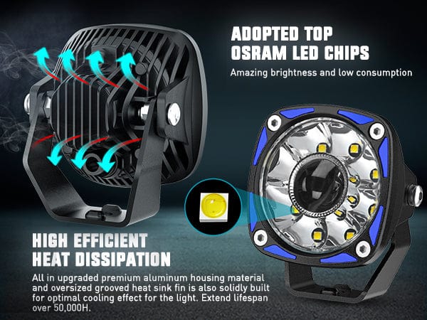 3 Inch 9LED Round Spot Night Vision Auxiliary Ditch LED Light Pods