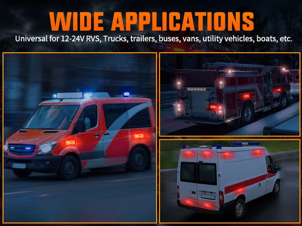 42LED Red Blue Wireless Magnetic Strobe Lights Surface Mount Waterproof 5 Patterns (Pair) Nilight