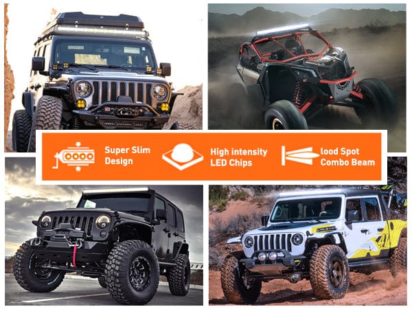 25 Inch 72W 24LED Single Row Ultra-Slim Spot Flood Combo LED Light Bars