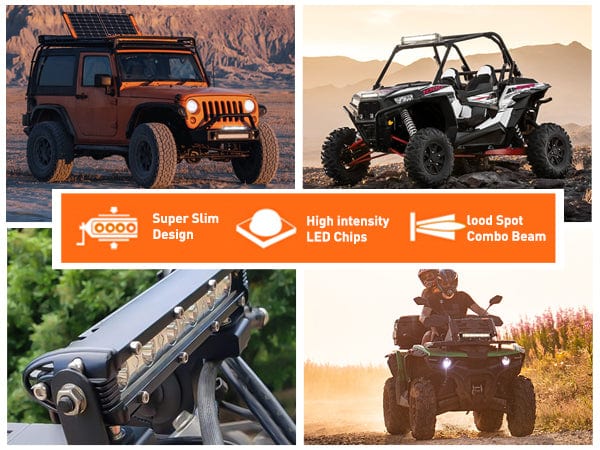 13 Inch 36W 12LED Single Row Ultra-Slim Spot Flood Combo LED Light Bars