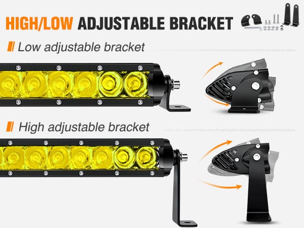 17 Inch 80W 8000LM Amber Slim Spot Flood Led Light Bar