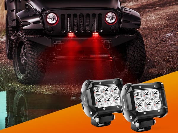4 Inch 18W 1260LM Double Row Red Spot LED Pods