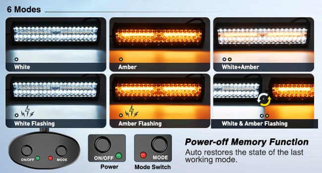 12 Inch 300W Amber White Triple Row Spot Flood Led Light Bar Kit