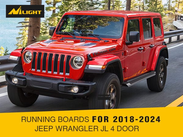 2018-2024 Jeep Wrangler JL 4 Door Side Step Nerf Bars 6 Inch ABS Plastic Matte Black