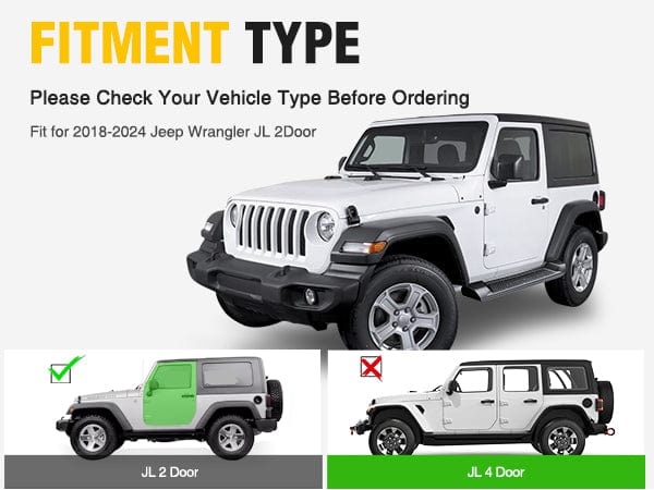 Running Boards for 2018 2019 2020 2021 2022 2023 2024 Wrangler JL 2 Door Side Step Nerf Bars 6 Inch ABS Plastic Matte Black (Not for JK Model)