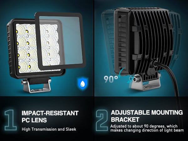 4 Inch 16LED Square Flood Built-in EMC LED Pod Lights