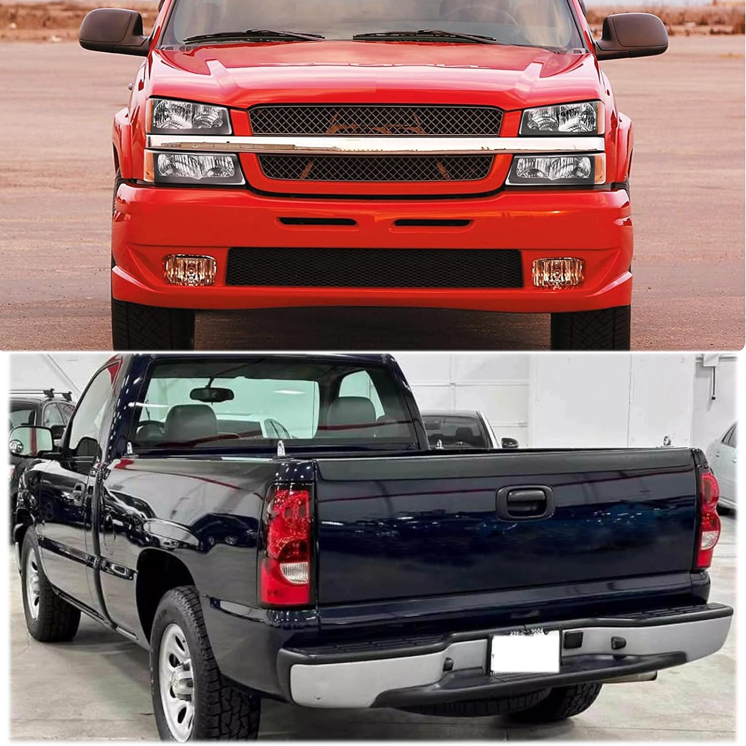 2003-2006 Chevy Silverado 1500 1500HD 2500 2500HD 3500 2007 Chevy Silverado 1500 2500 3500 Classic OE Style Black Housing Amber Reflector Headlight Taillight Assembly