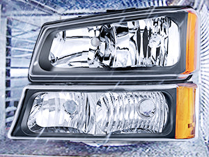 2003-2006 Chevy Silverado 1500 1500HD 2500 2500HD 3500 2007 Chevy Silverado 1500 2500 3500 Classic OE Style Black Housing Amber Reflector Headlight Taillight Assembly