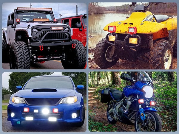 4 Inch 60W Triple Row Red Case Spot Flood LED Light Bars