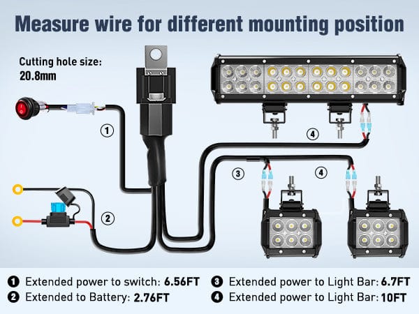 12 Inch 72W Double Row Spot Flood Led Light Bar kit