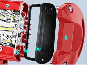 4 Inch 60W Triple Row Red Case Spot Flood LED Light Bars