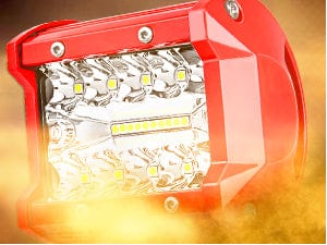 4 Inch 60W Triple Row Red Case Spot Flood LED Light Bars