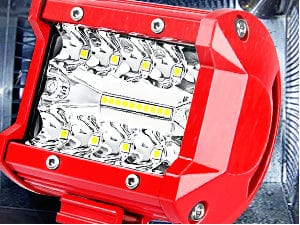 4 Inch 60W Triple Row Red Case Spot Flood LED Light Bars