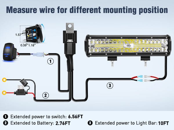 12 Inch 300W 30000LM Triple Row Spot Flood Led Light Bar Kit