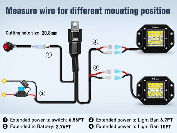 4.8 Inch 42W 7800LM Flush Mount Spot Flood LED Work Lights