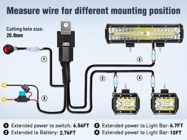12 Inch 300W Triple Row Spot Flood Led Light Bar Kit