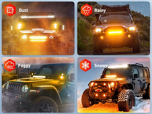 12 Inch 240W Triple Row Spot/Flood Amber LED Light Bar Kit