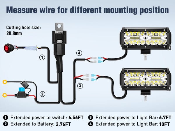 6.5 Inch 120W Triple Row Spot Flood LED Light Bars