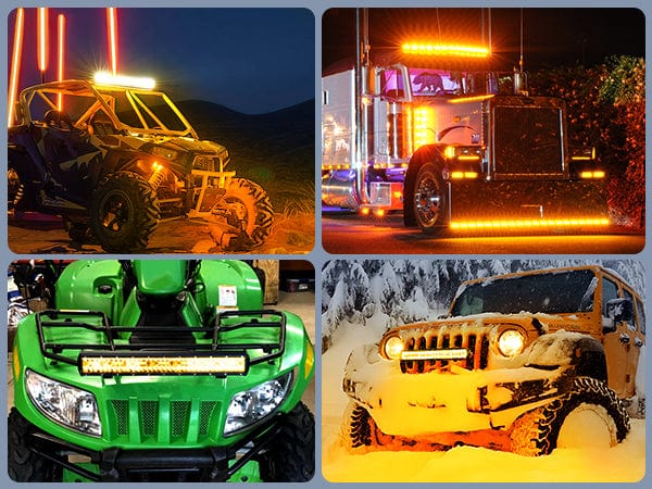 20 Inch 420W 42000LM Triple Row Amber Spot Flood LED Light Bar