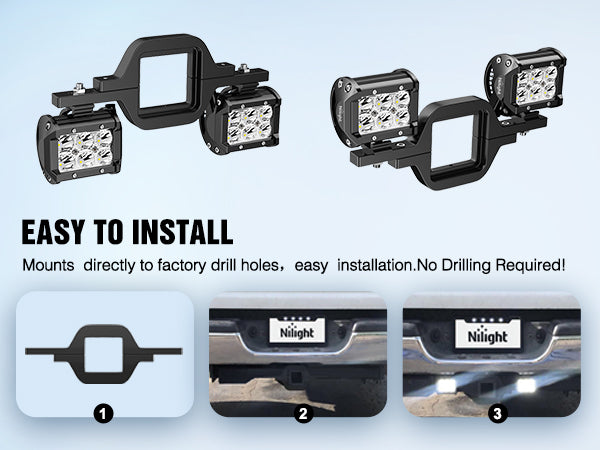 4 Inch 18W Spot Led Pods with 2.5 Inch Tow Hitch Mounting Brackets