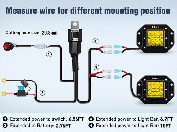 4.8 Inch 42W 7800LM Amber Flush Mount Spot Flood LED Work Lights