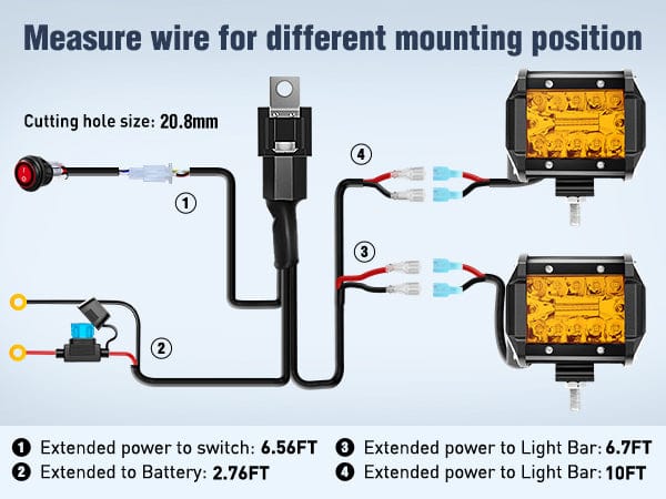 4 Inch 60W Amber Triple Row Spot Flood LED Pods