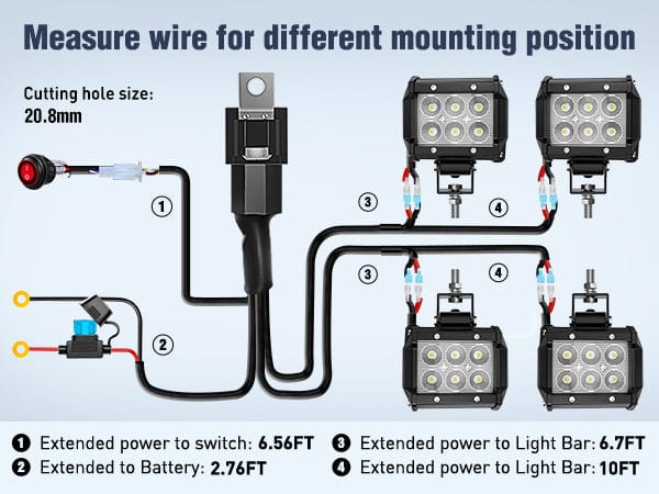4 Inch 18W 1260LM Double Row Flood LED Pods