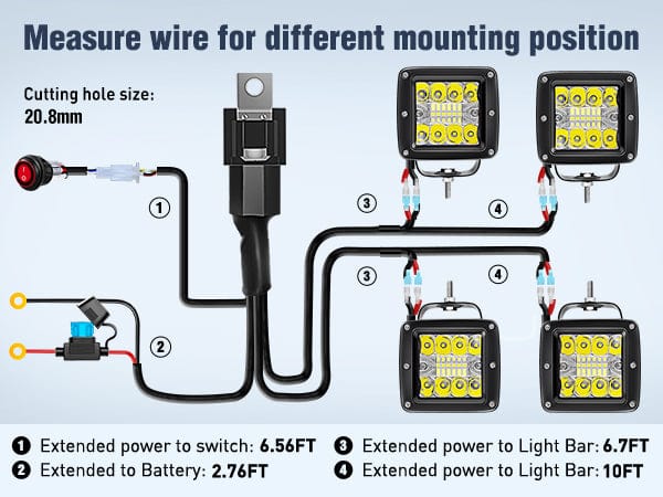 3 Inch 42W Triple Row Cube Spot Flood LED Pods