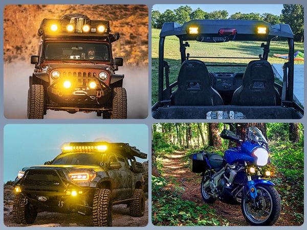 4 Inch 60W Triple Row Amber White Spot Flood LED Pods