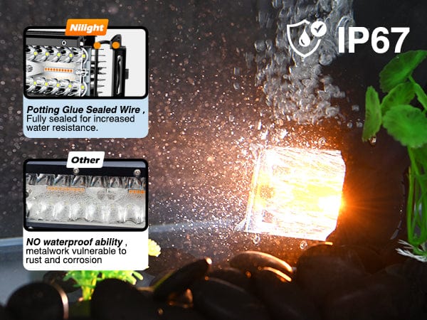 4 Inch 60W Triple Row Amber White Spot Flood LED Pods