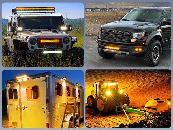 20 Inch 420W Amber White Strobe Spot Flood LED Light Bar Kit