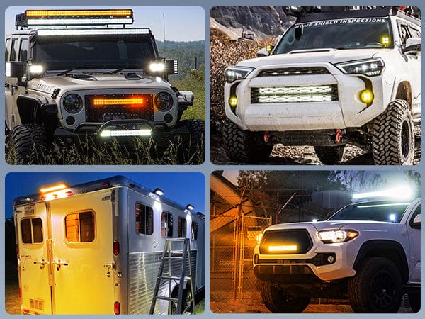 22 Inch 480W Amber White Strobe Triple Row Spot Flood Led Light Bar