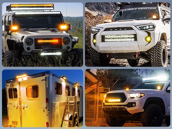 22 Inch 480W Triple Row Amber White Spot Flood LED Light Bar