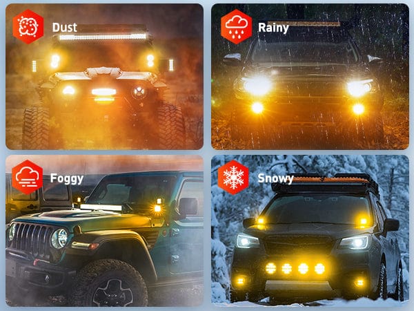 4 Inch 60W Amber Triple Row Spot Flood LED Pods