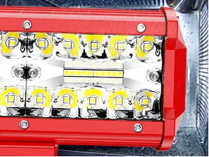 6.5 Inch 120W Triple Row Red Case Spot Flood LED Light Bars