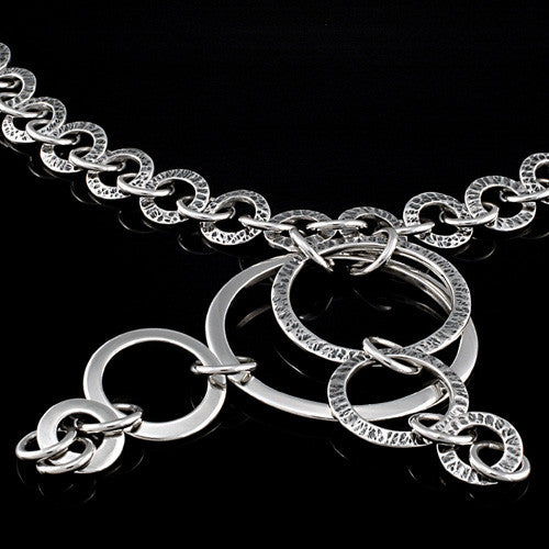 Unique Sterling Silver Circle Hoop Necklace