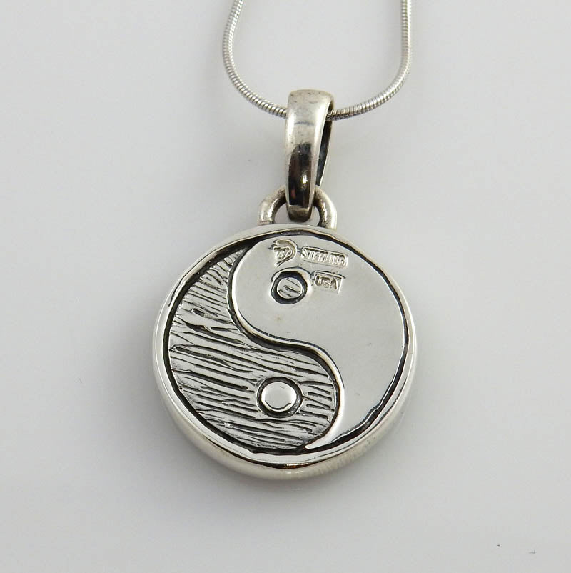 Black Onyx Mother of Pearl Silver Yin-Yang Pendant