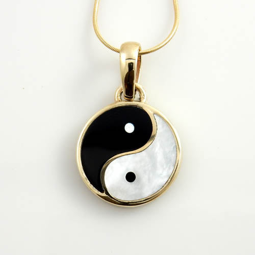 14kt Gold Black Onyx Mother of Pearl Yin-Yang Pendant