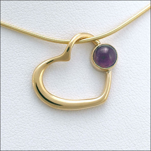 Amethyst 14kt Yellow Gold Floating Heart Pendant