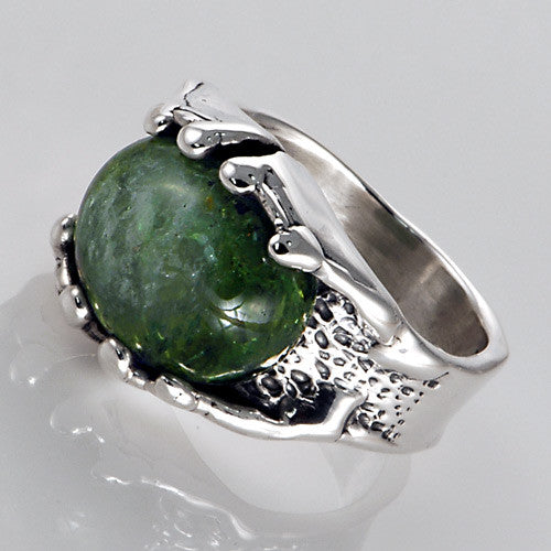 Green Tourmaline Sterling Silver Custom Ring Size 7