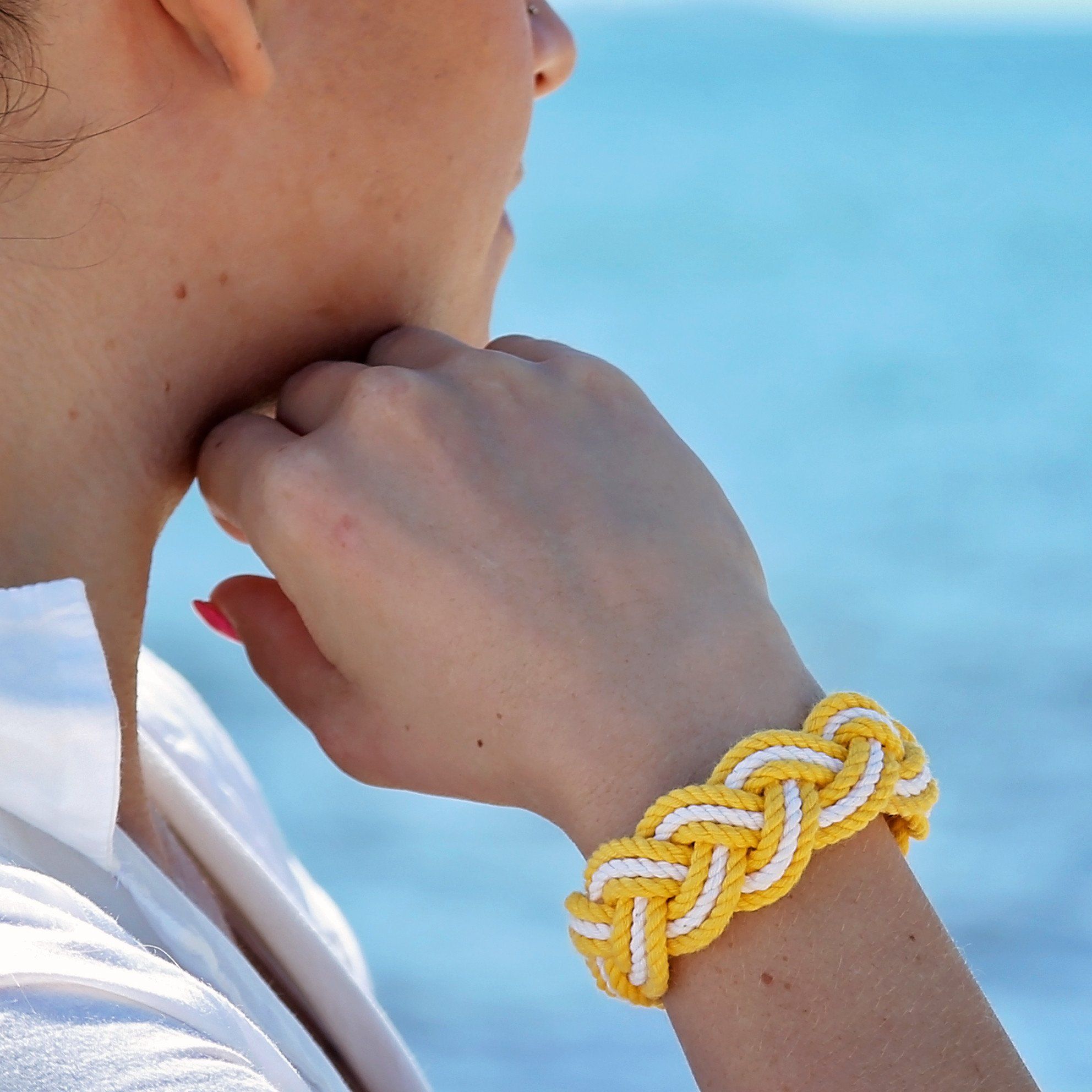 Striped Sailor Bracelet, Nautical Colors w/ White Stripe