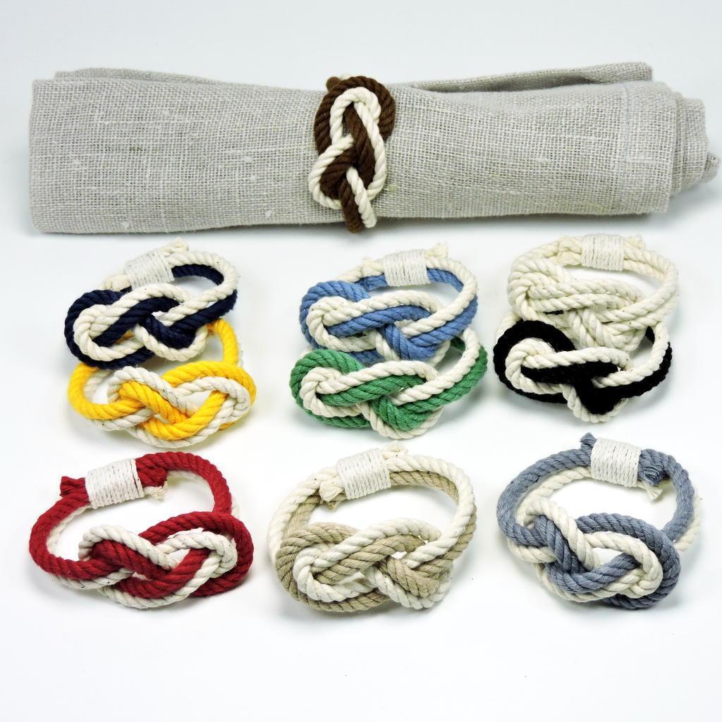 Bulk Pricing Figure Eight Infinity Knot Napkin Rings, Stripe Sets of 4