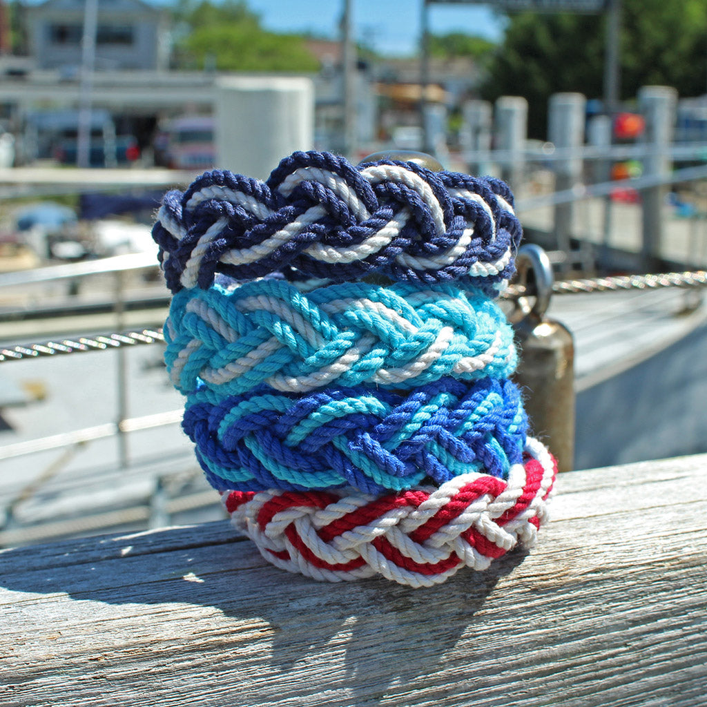 Striped Sailor Bracelet, Nautical Colors w/ White Stripe