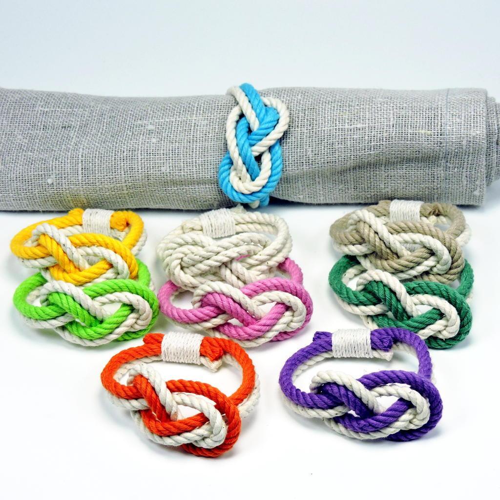 Bulk Pricing Figure Eight Infinity Knot Napkin Rings, Stripe Sets of 4