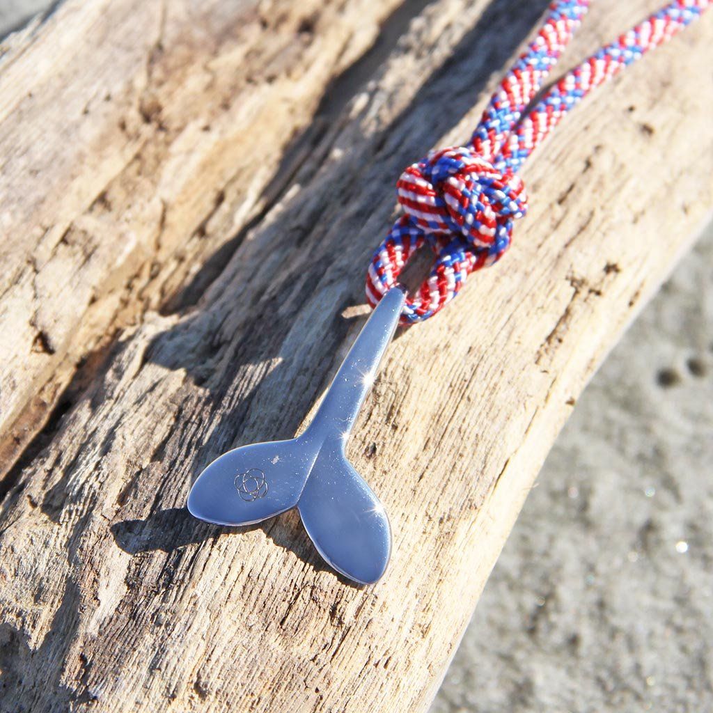 Patriotic Whale Tail Adjustable Necklace Stainless Steel 187