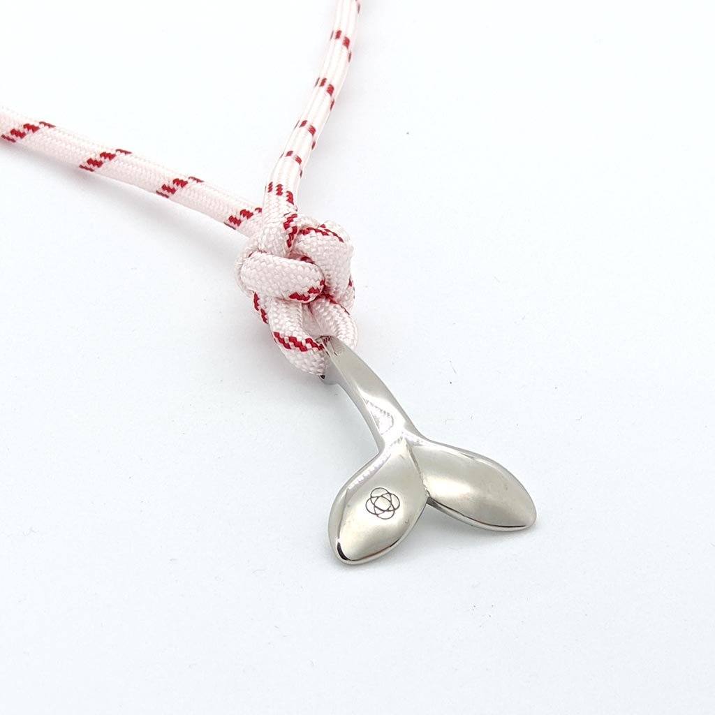 Red Stripe Whale Tail Adjustable Necklace Stainless Steel 164